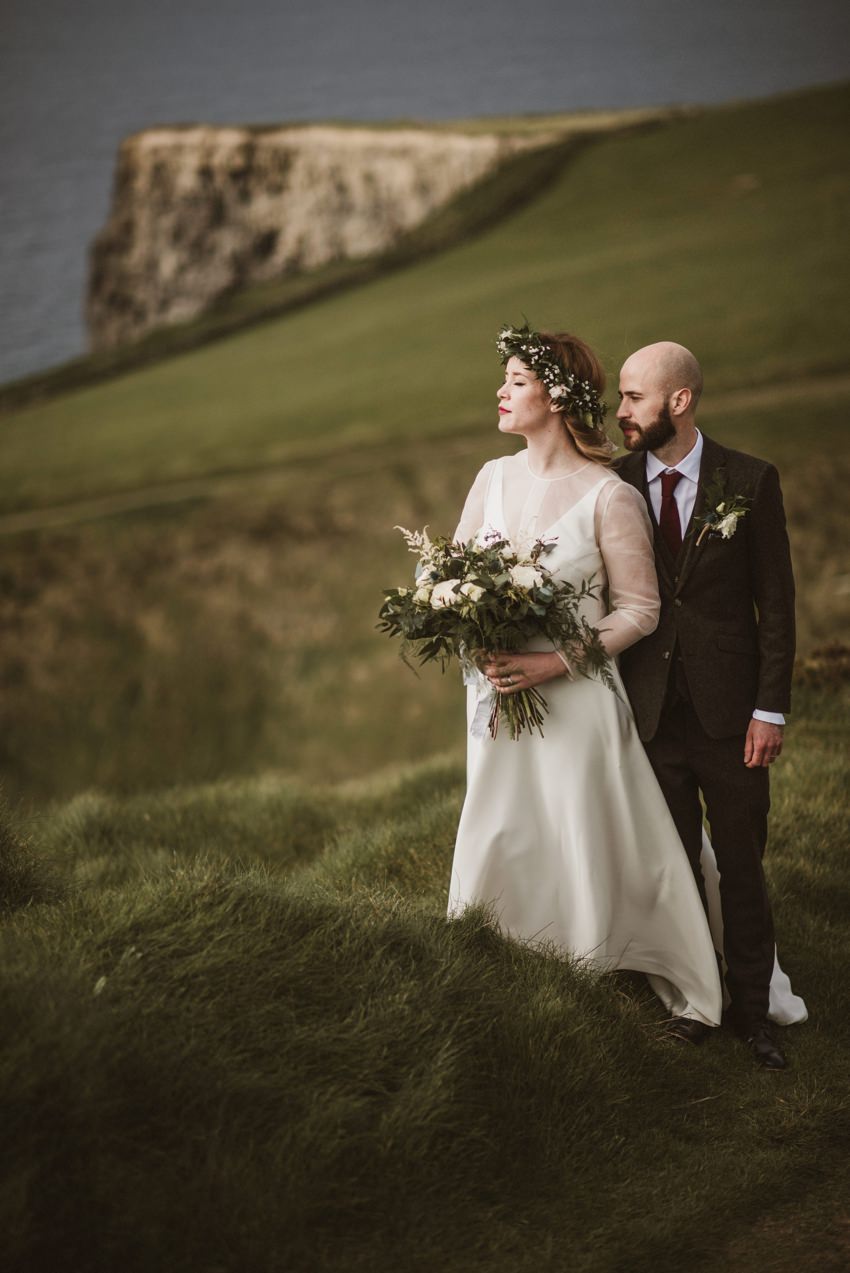 beautiful woman and handsome man during their wedding photo session in hotel doolin.